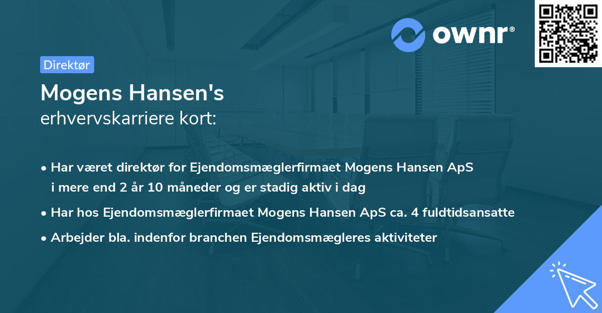 Mogens Hansen's erhvervskarriere kort