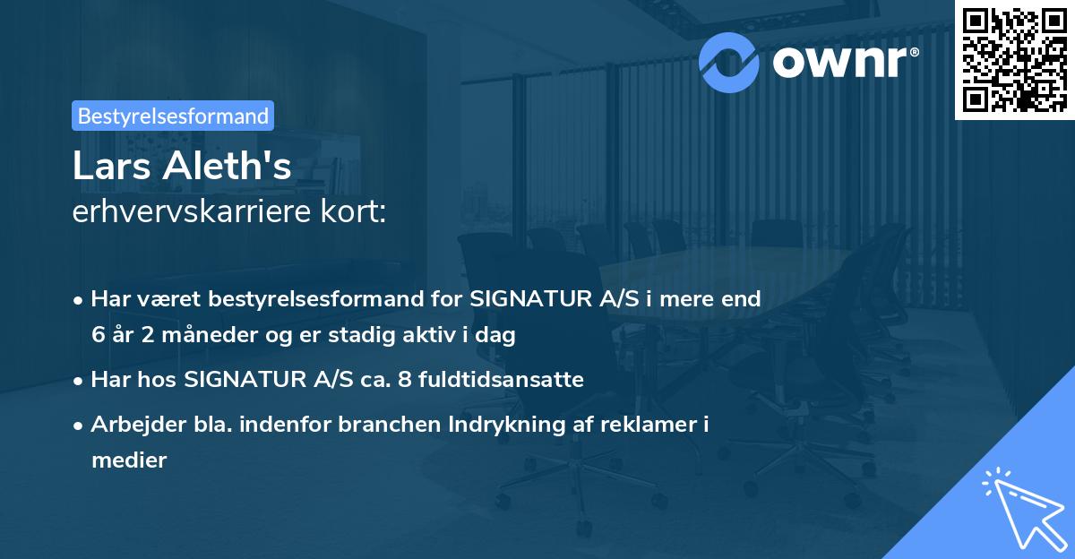 Lars Aleth's erhvervskarriere kort