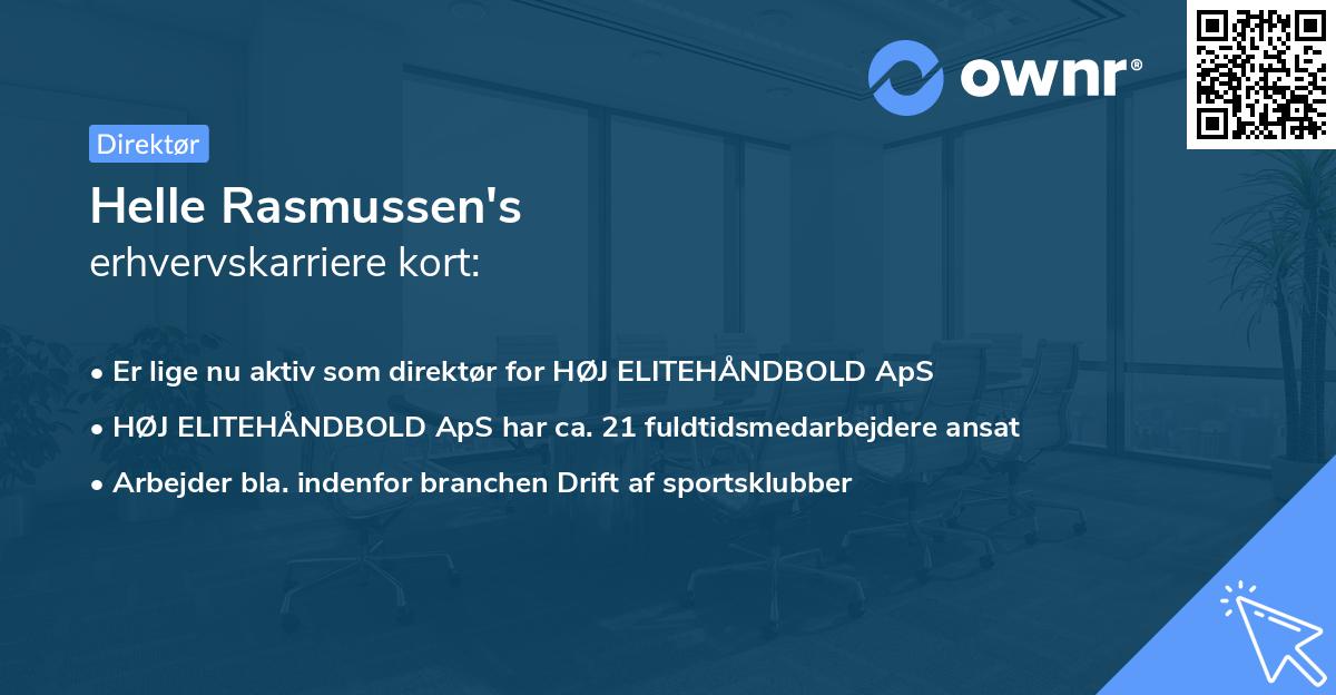 Helle Rasmussen's erhvervskarriere kort