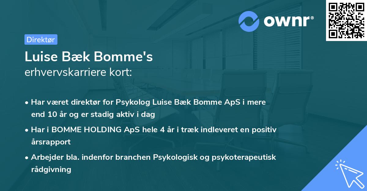 Luise Bæk Bomme's erhvervskarriere kort