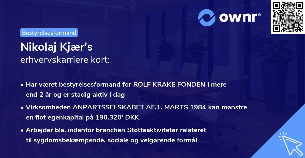 Nikolaj Kjær's erhvervskarriere kort