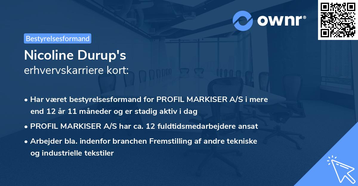 Nicoline Durup's erhvervskarriere kort