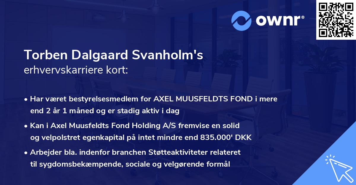 Torben Dalgaard Svanholm's erhvervskarriere kort