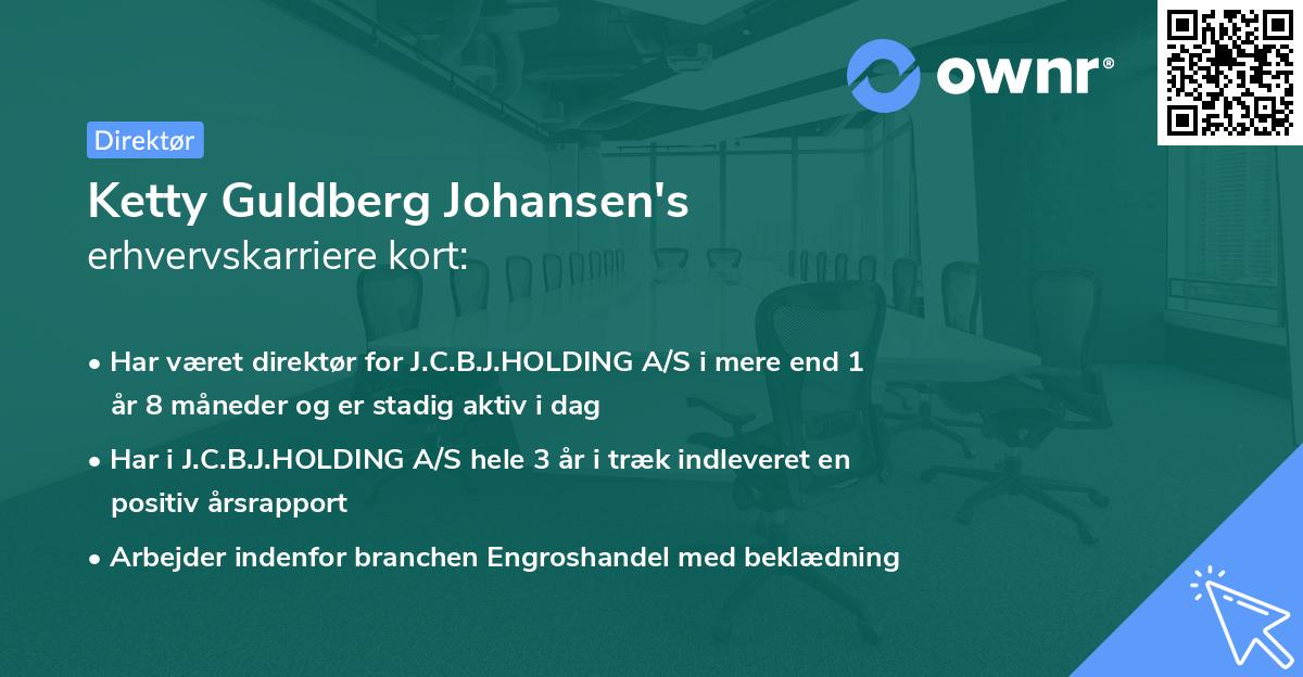 Ketty Guldberg Johansen's erhvervskarriere kort