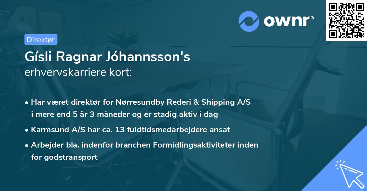 Gísli Ragnar Jóhannsson's erhvervskarriere kort