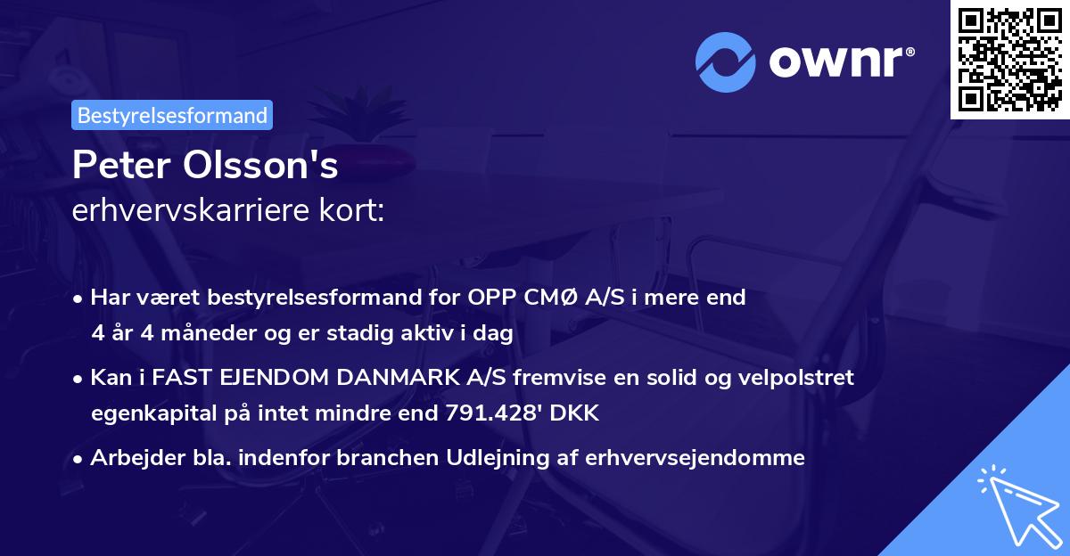 Peter Olsson's erhvervskarriere kort