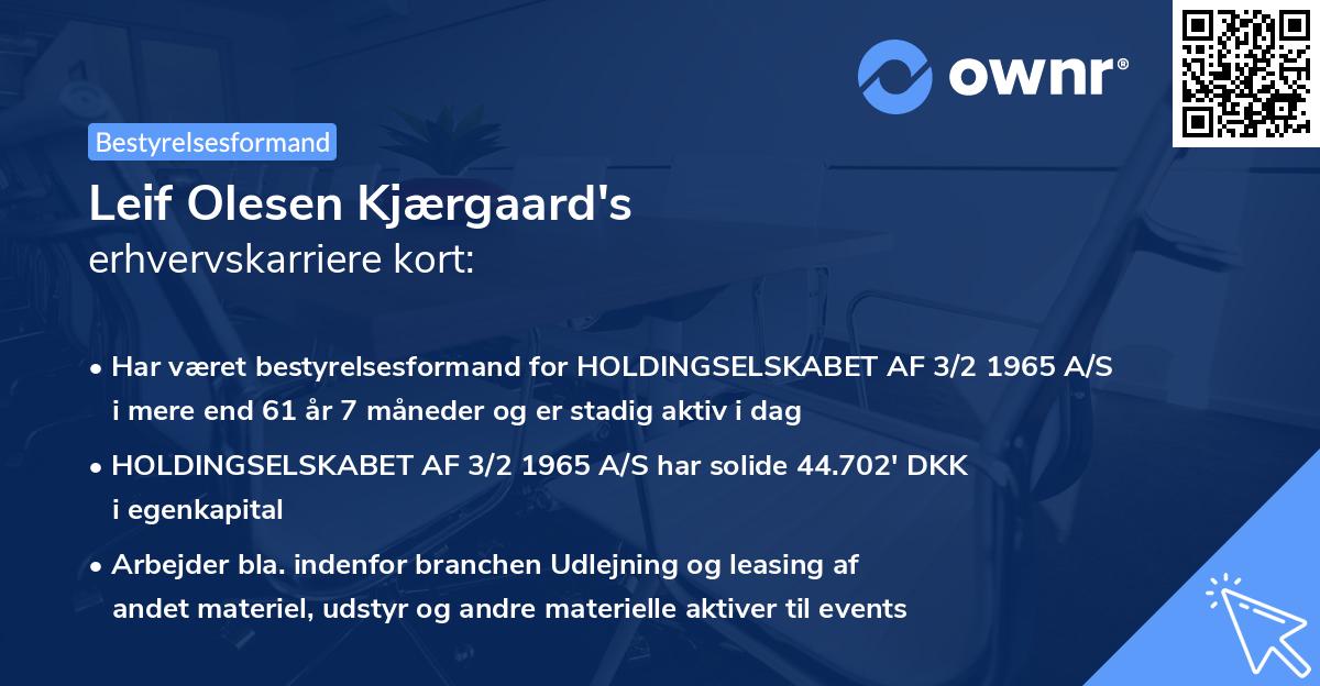 Leif Olesen Kjærgaard's erhvervskarriere kort