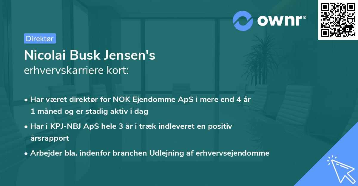 Nicolai Busk Jensen's erhvervskarriere kort