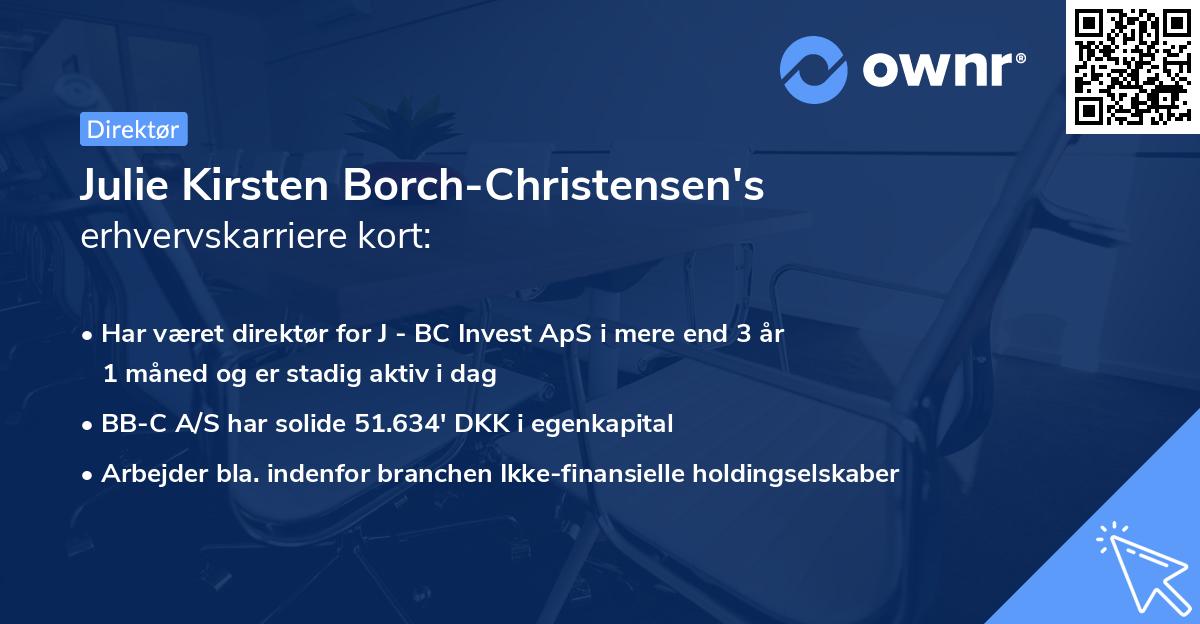 Julie Kirsten Borch-Christensen's erhvervskarriere kort