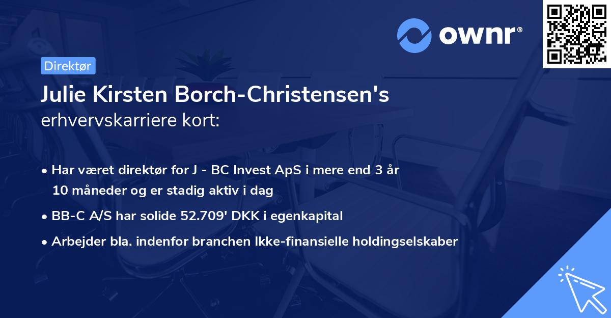 Julie Kirsten Borch-Christensen's erhvervskarriere kort