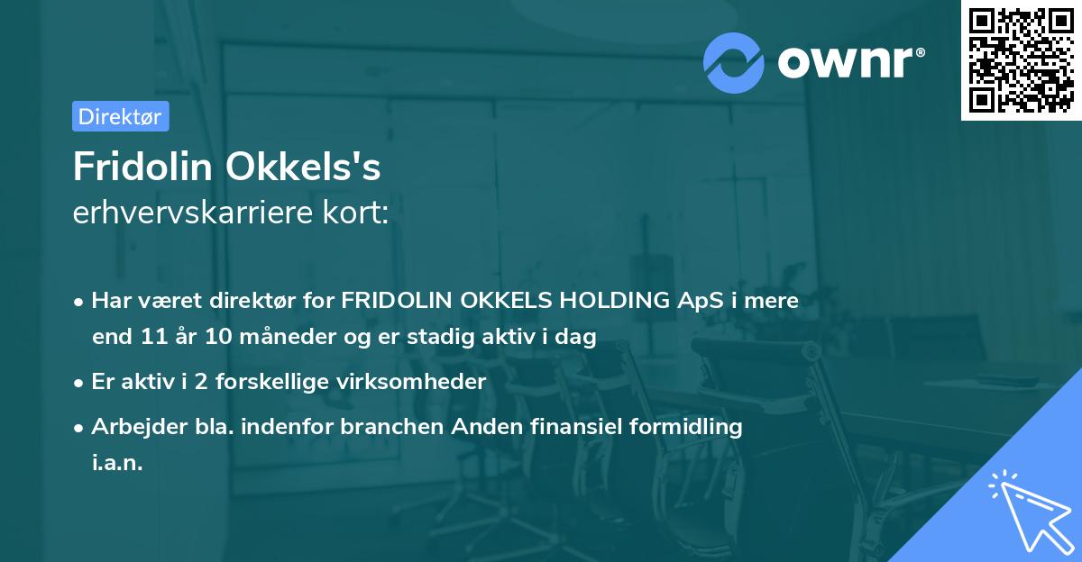 Fridolin Okkels's erhvervskarriere kort