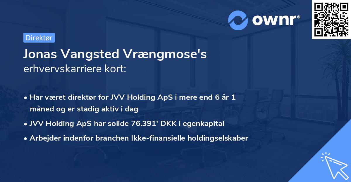 Jonas Vangsted Vrængmose's erhvervskarriere kort