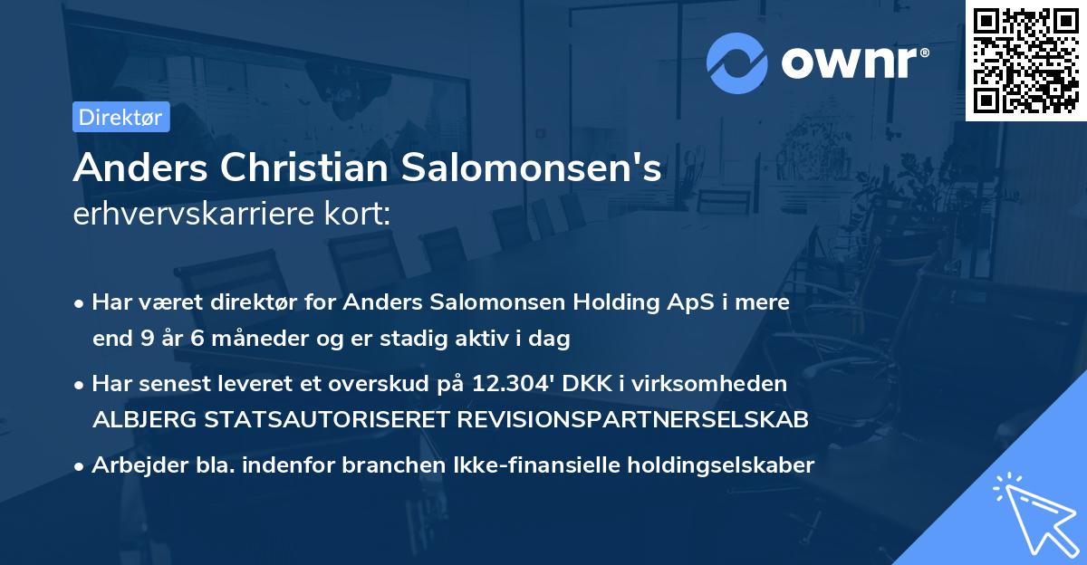 Anders Christian Salomonsen's erhvervskarriere kort