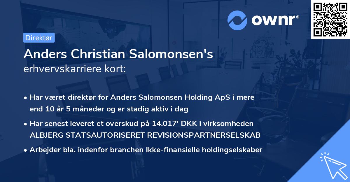 Anders Christian Salomonsen's erhvervskarriere kort