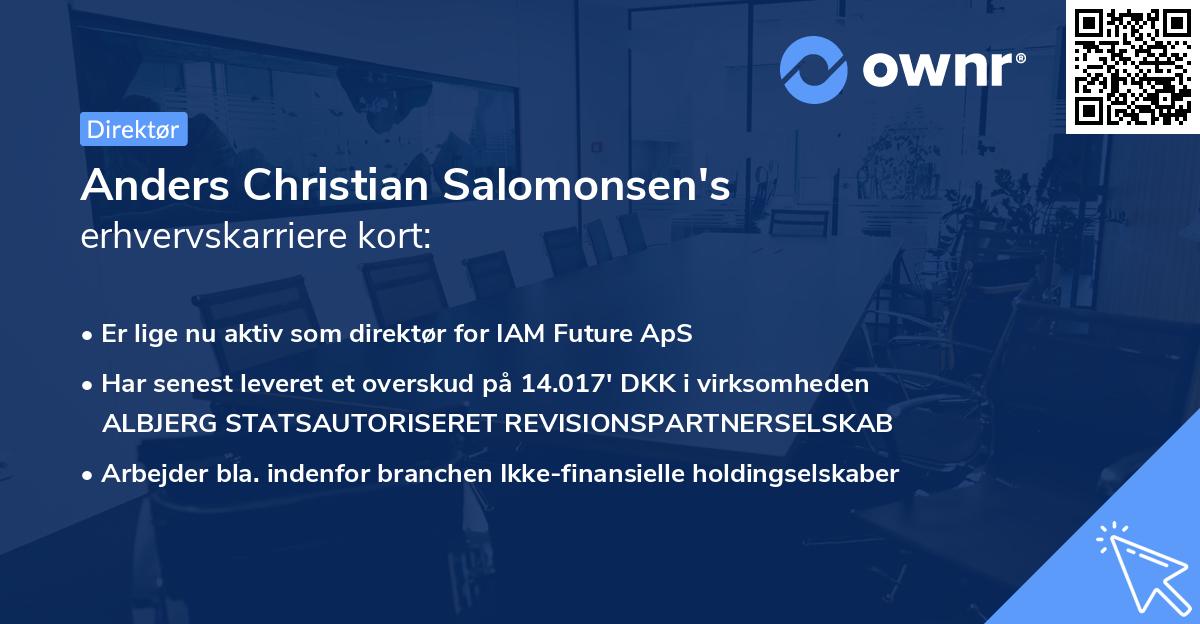 Anders Christian Salomonsen's erhvervskarriere kort