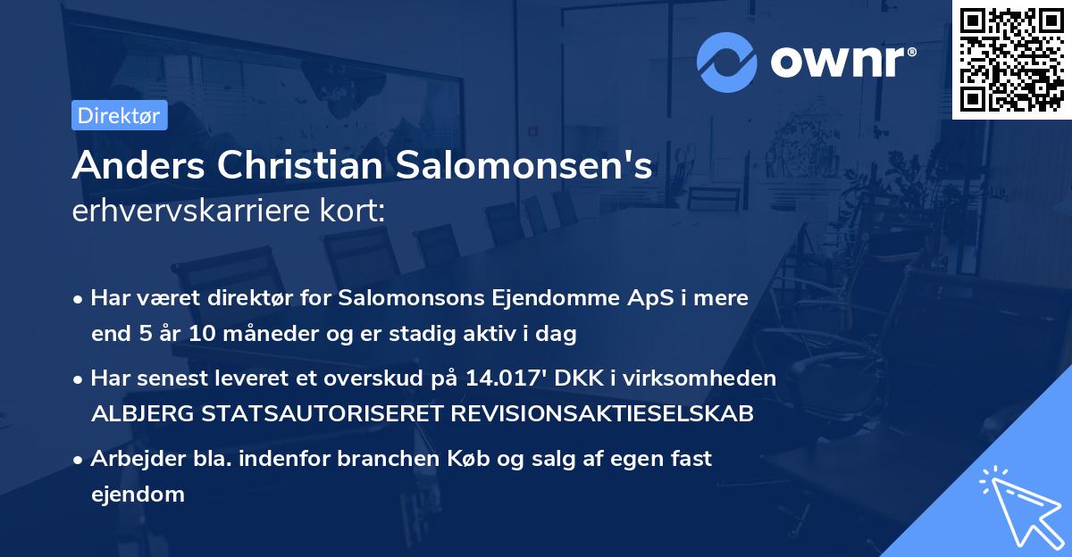 Anders Christian Salomonsen's erhvervskarriere kort