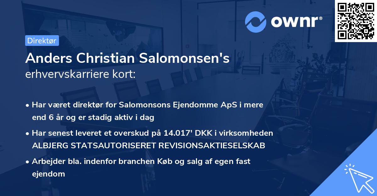 Anders Christian Salomonsen's erhvervskarriere kort
