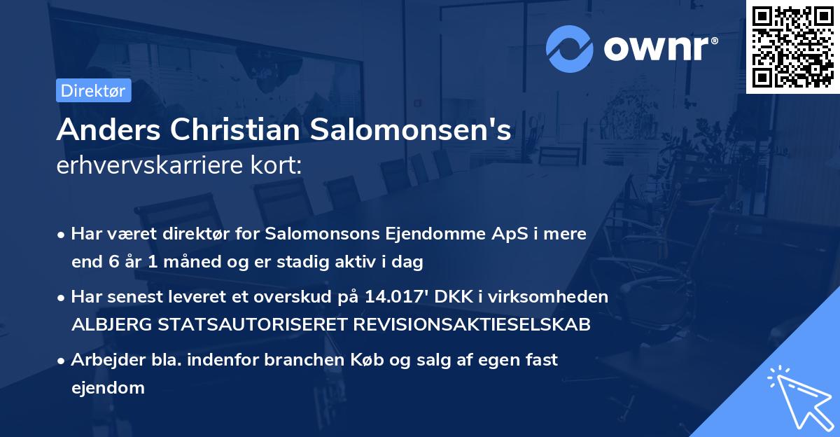 Anders Christian Salomonsen's erhvervskarriere kort