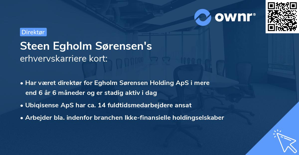 Steen Egholm Sørensen's erhvervskarriere kort