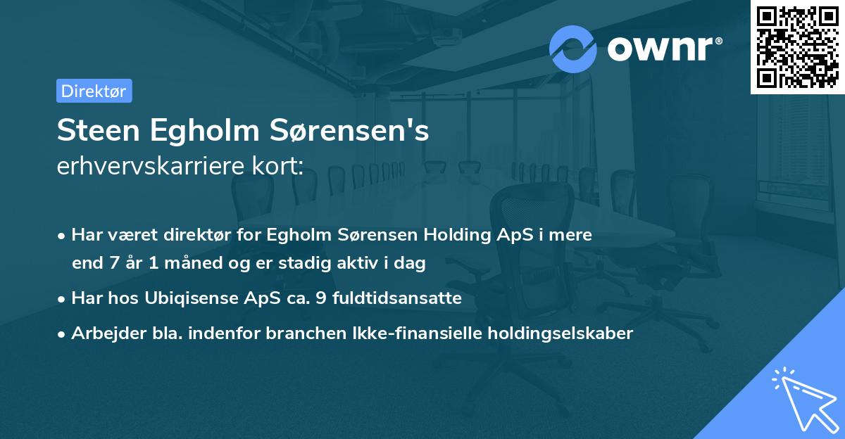 Steen Egholm Sørensen's erhvervskarriere kort