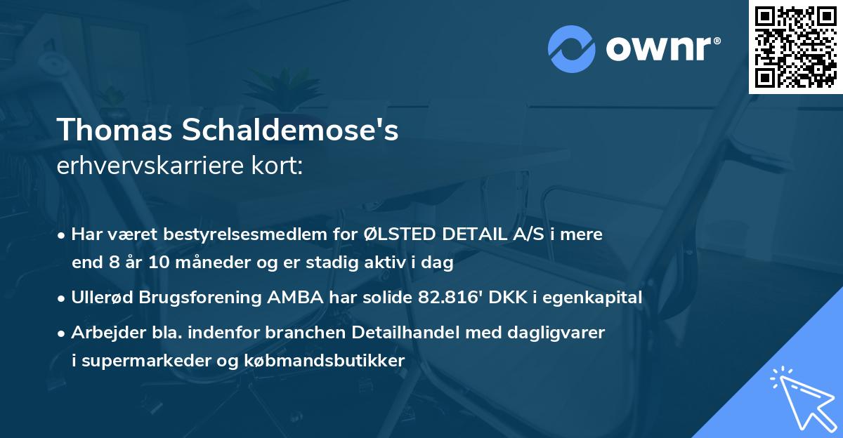 Thomas Schaldemose's erhvervskarriere kort
