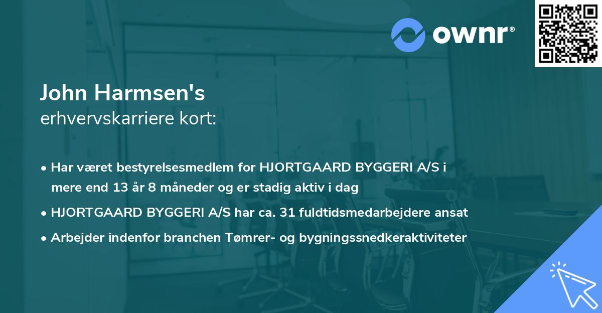 John Harmsen's erhvervskarriere kort