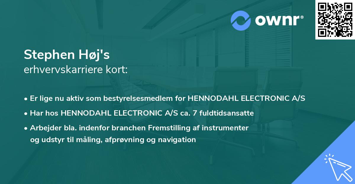 Stephen Høj's erhvervskarriere kort