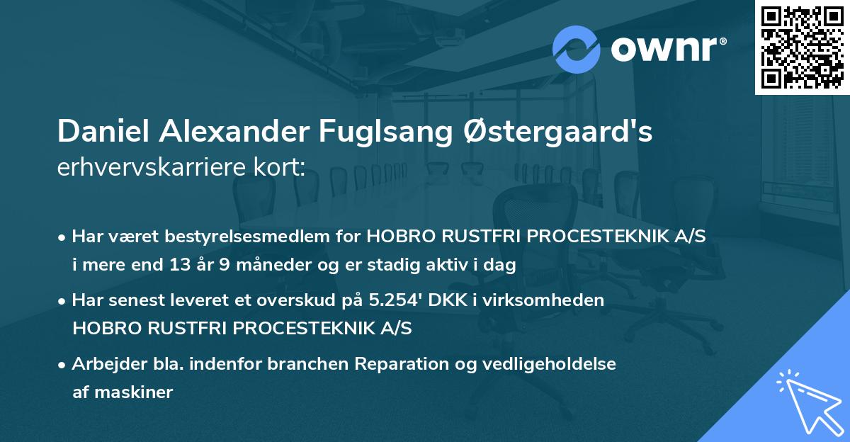 Daniel Alexander Fuglsang Østergaard's erhvervskarriere kort