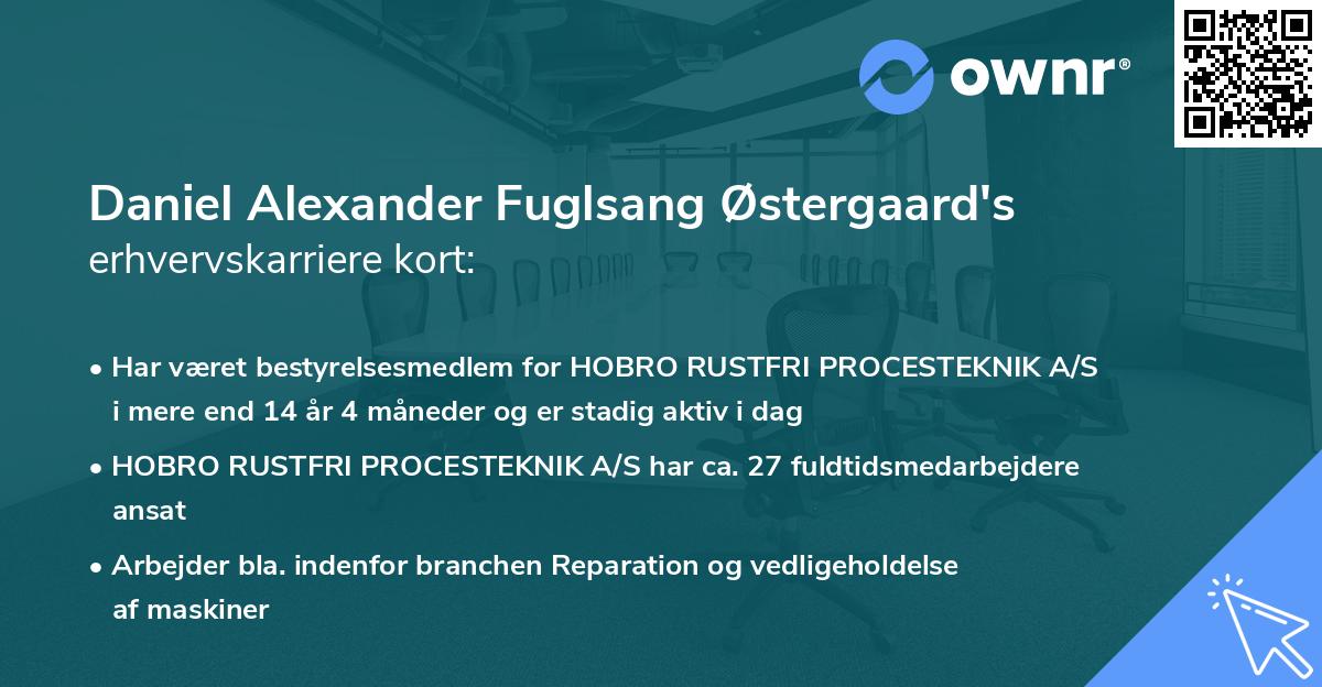 Daniel Alexander Fuglsang Østergaard's erhvervskarriere kort