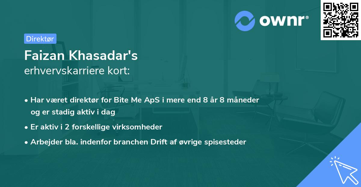 Faizan Khasadar's erhvervskarriere kort