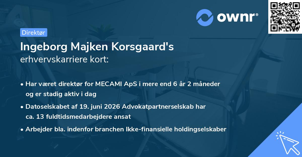 Ingeborg Majken Korsgaard's erhvervskarriere kort