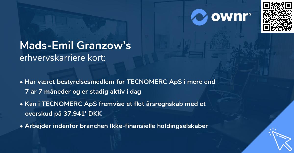 Mads-Emil Granzow's erhvervskarriere kort