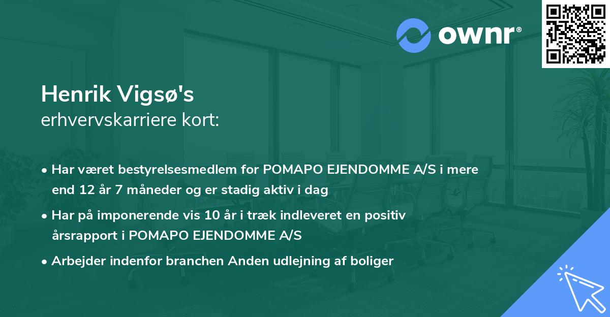 Henrik Vigsø's erhvervskarriere kort