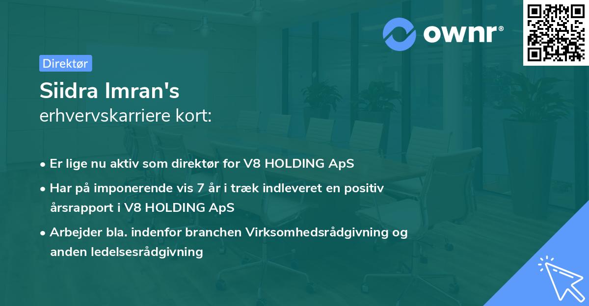 Siidra Imran's erhvervskarriere kort