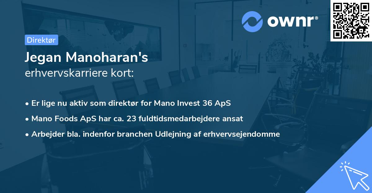 Jegan Manoharan's erhvervskarriere kort