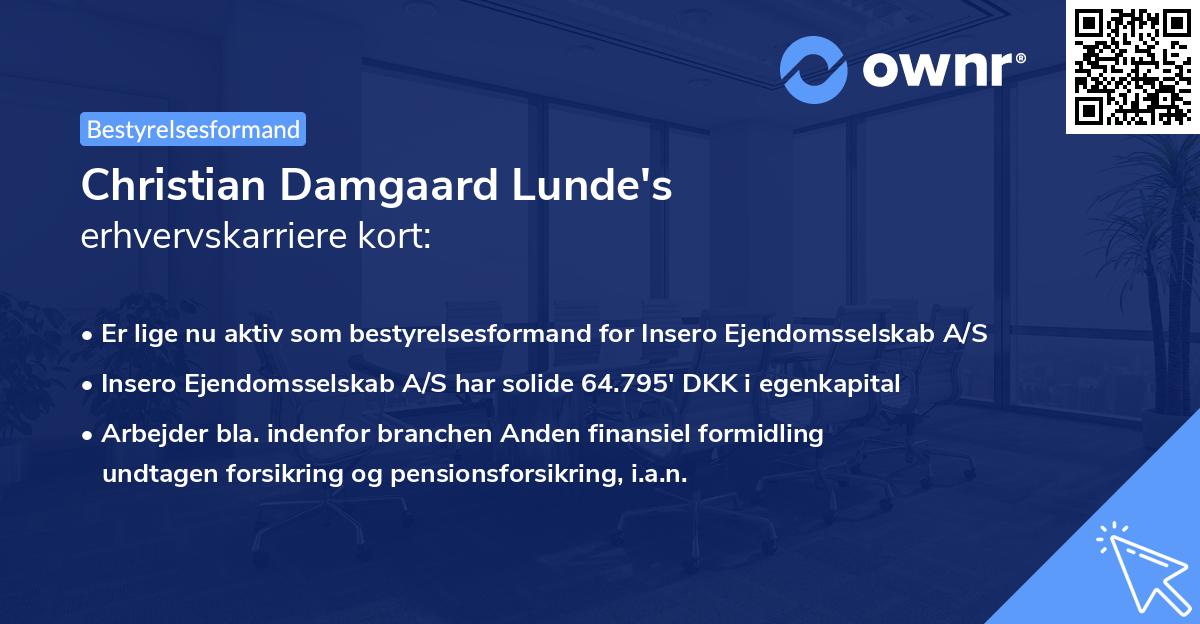Christian Damgaard Lunde's erhvervskarriere kort
