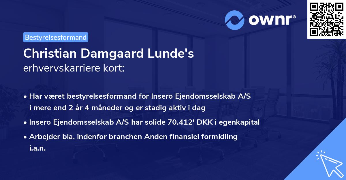 Christian Damgaard Lunde's erhvervskarriere kort