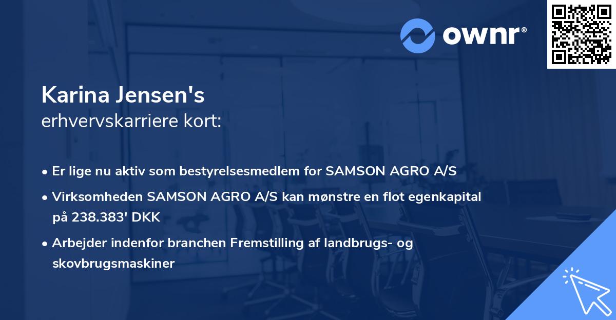 Karina Jensen's erhvervskarriere kort
