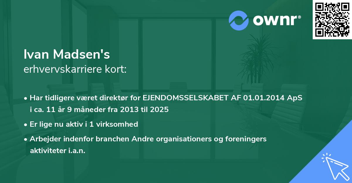 Ivan Madsen's erhvervskarriere kort