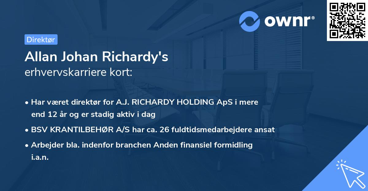 Allan Johan Richardy's erhvervskarriere kort
