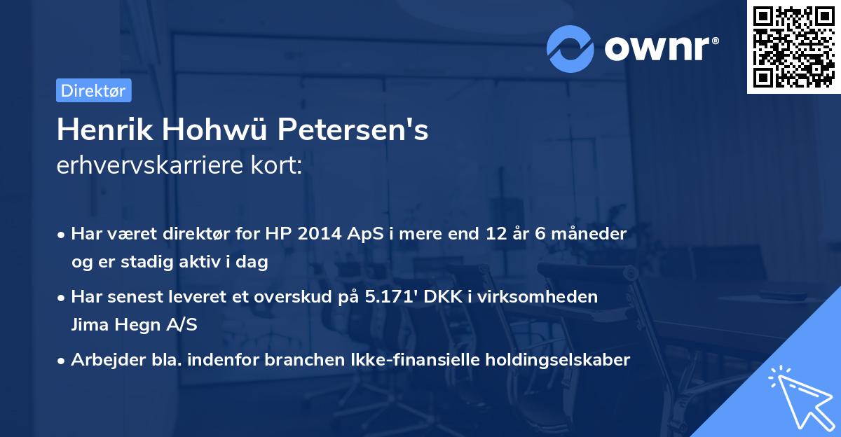 Henrik Hohwü Petersen's erhvervskarriere kort