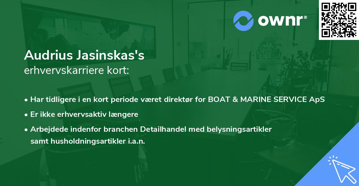 Audrius Jasinskas's erhvervskarriere kort
