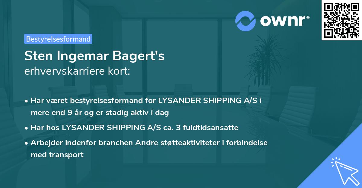Sten Ingemar Bagert's erhvervskarriere kort
