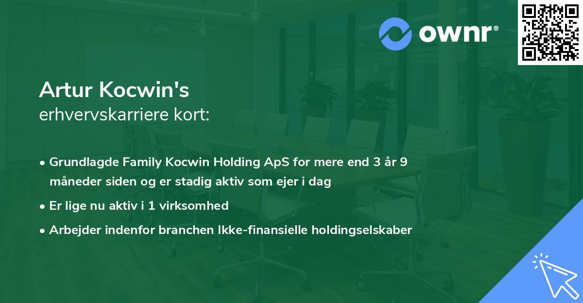 Artur Kocwin's erhvervskarriere kort