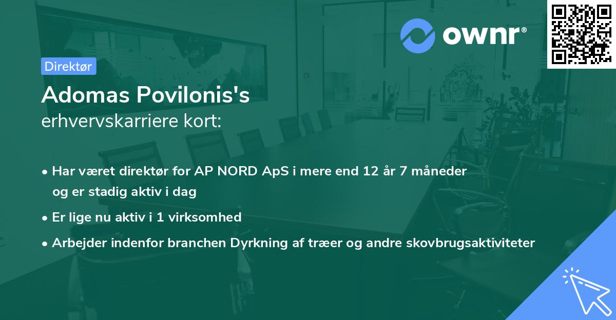 Adomas Povilonis's erhvervskarriere kort