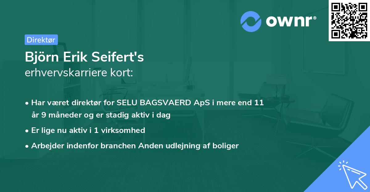Björn Erik Seifert's erhvervskarriere kort