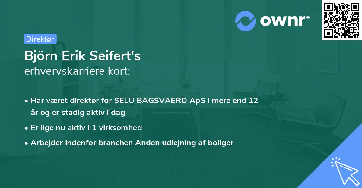 Björn Erik Seifert's erhvervskarriere kort