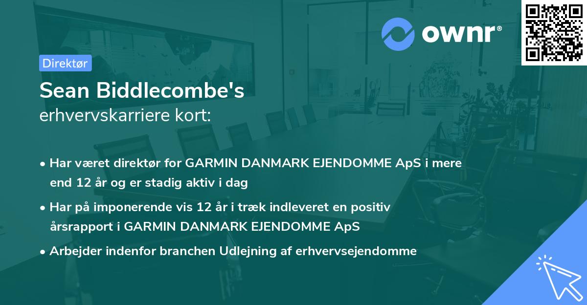 Sean Biddlecombe's erhvervskarriere kort