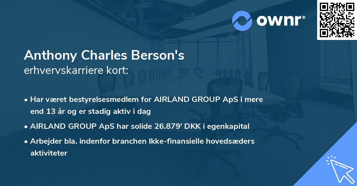 Anthony Charles Berson's erhvervskarriere kort
