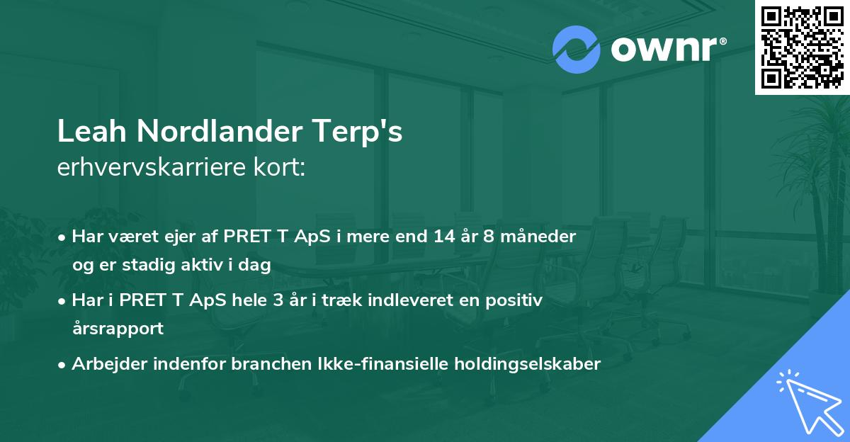 Leah Nordlander Terp's erhvervskarriere kort